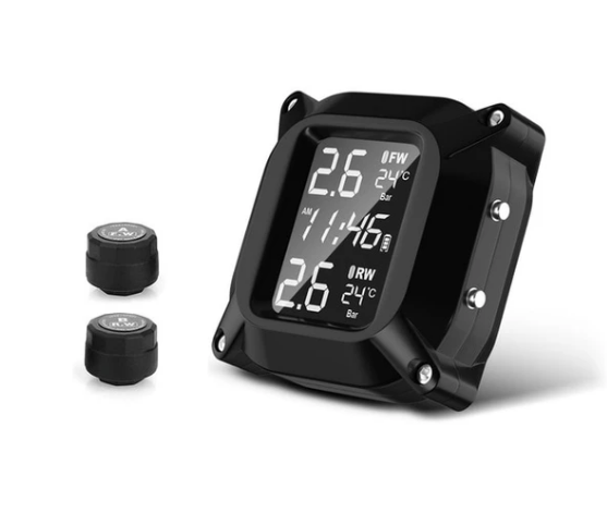 Bandenspanningsmeter, Kikuo Tpms Bandenspanningscontrolesysteem Autoveiligheidsmonitor met LCD-scherm & 2 externe sensoren, Motorfiets Draadloos Verstelbare hoek Bandenspanningsmeter Sensor-waterdicht Bandenspanningsmeter, Kikuo Tpms Bandenspanningscontrolesysteem Autoveiligheidsmonitor met LCD-scherm & 2 externe sensoren, Motorfiets Draadloos Verstelbare hoek Bandenspanningsmeter Sensor-waterdicht