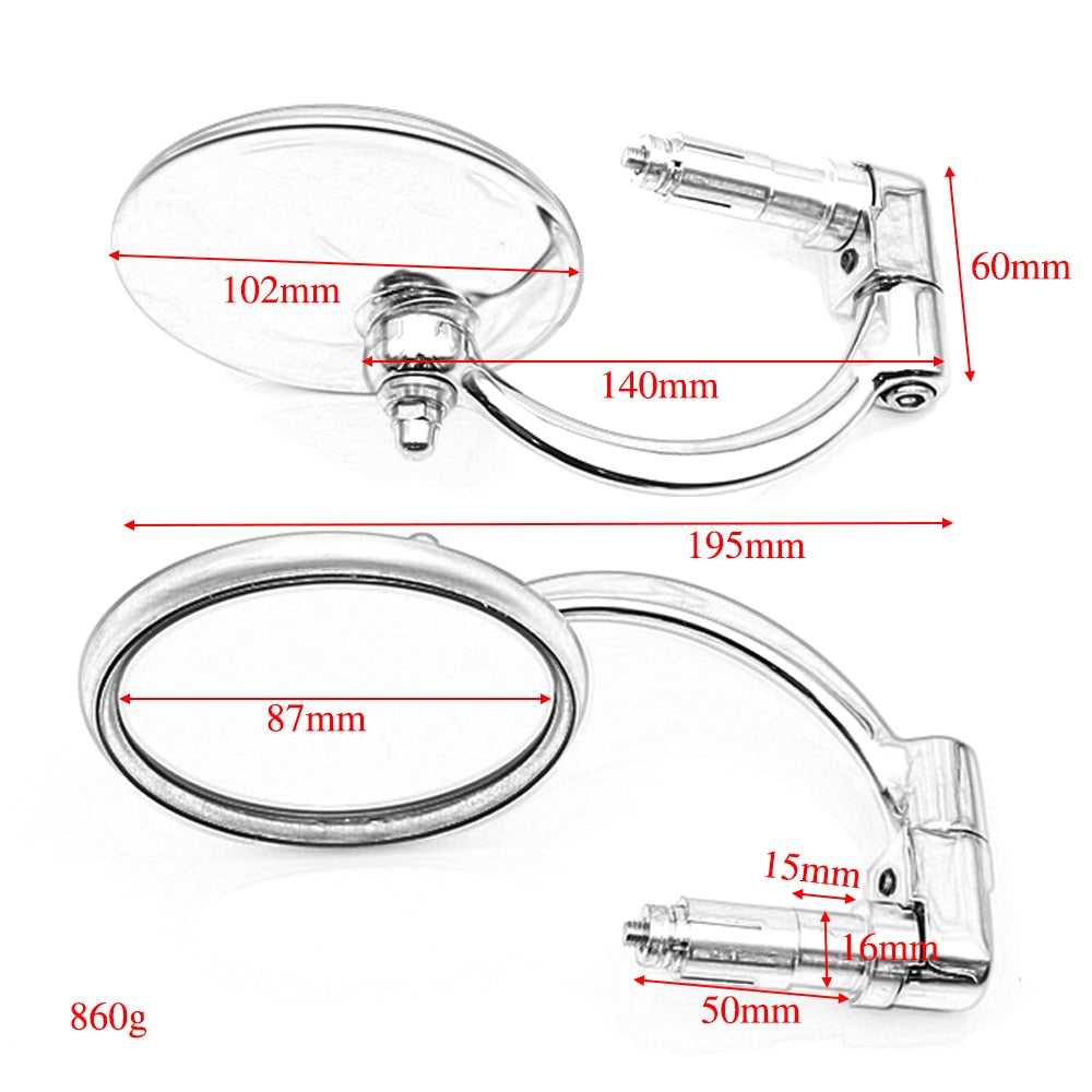 Chrome Zijspiegels voor Cruiser Chopper Bobber Cafe Racer